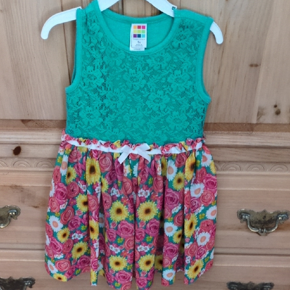 Healthtex Teal and Floral Kids Dress